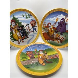 LOT OF 3 VINTAGE 1977 MCDONALD'S "SEASONS" PLASTIC 10" PLATES RONALD MCDONALD
